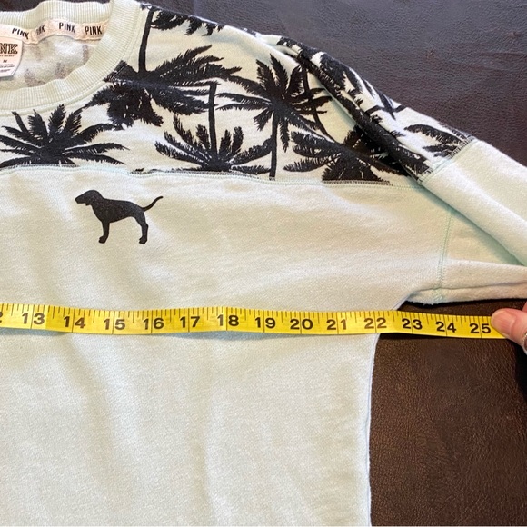 PINK Victoria’s Secret Long Sleeve Sweatshirt with Palm Trees and Dog Logo Sz M - Picture 6 of 9